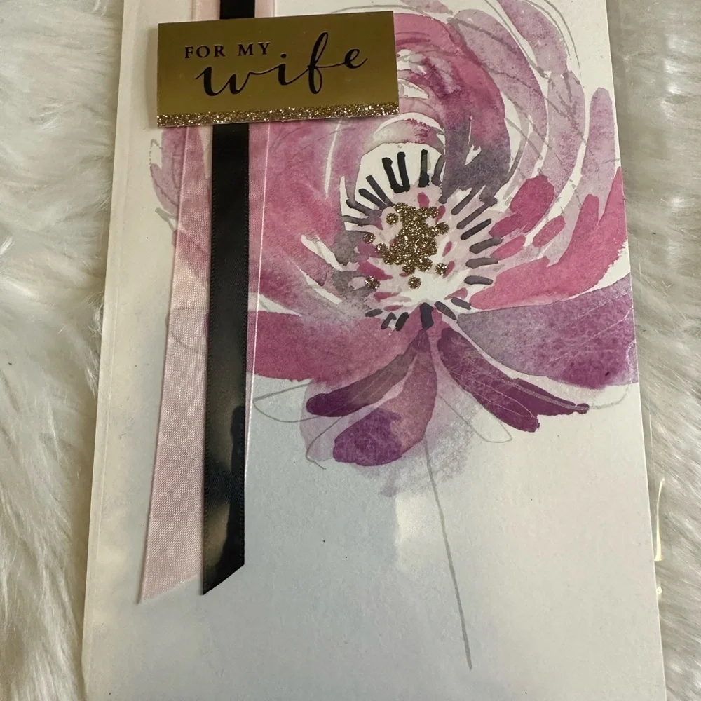 🩵5/$8 Floral Greeting Card with Pink and Purple Design